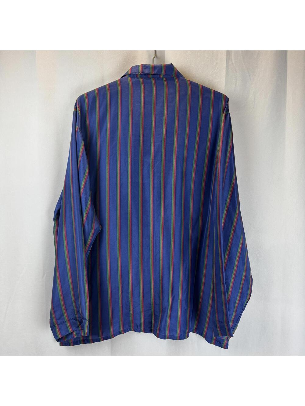 VTG Kips Bay 100% Silk Striped Button-Up Shirt - Size Large